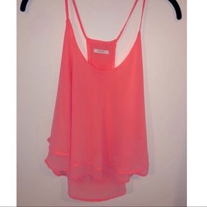 Bright Orange Coral Poetry Tank Top